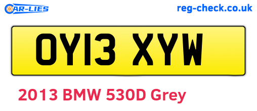 OY13XYW are the vehicle registration plates.