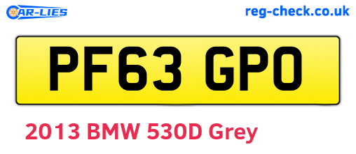 PF63GPO are the vehicle registration plates.