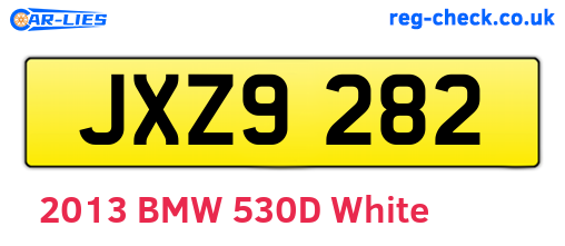 JXZ9282 are the vehicle registration plates.