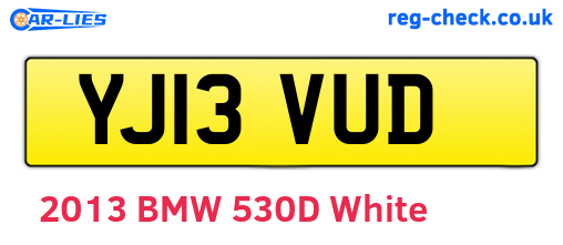 YJ13VUD are the vehicle registration plates.