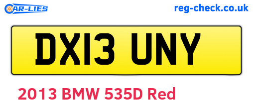 DX13UNY are the vehicle registration plates.