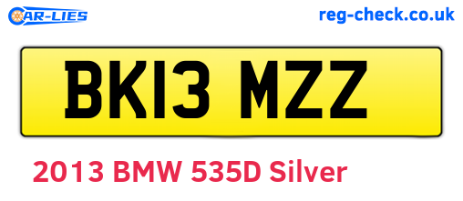 BK13MZZ are the vehicle registration plates.