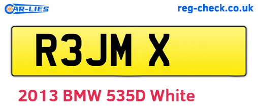 R3JMX are the vehicle registration plates.