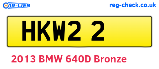 HKW22 are the vehicle registration plates.