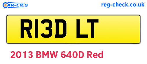 R13DLT are the vehicle registration plates.
