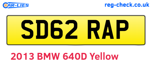 SD62RAP are the vehicle registration plates.