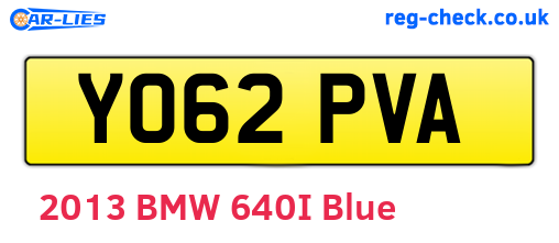 YO62PVA are the vehicle registration plates.