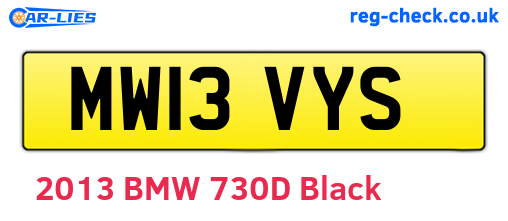 MW13VYS are the vehicle registration plates.