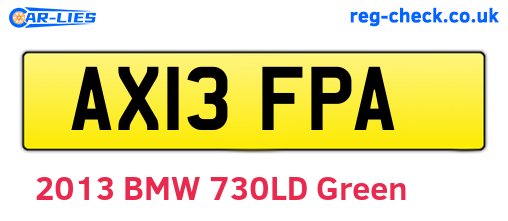 AX13FPA are the vehicle registration plates.