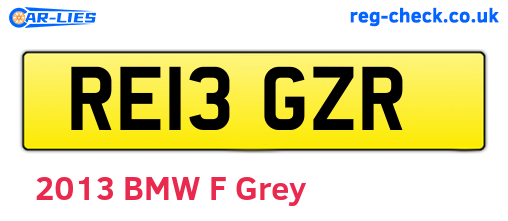 RE13GZR are the vehicle registration plates.