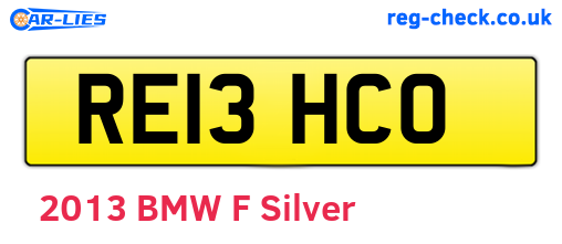 RE13HCO are the vehicle registration plates.