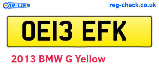 OE13EFK are the vehicle registration plates.