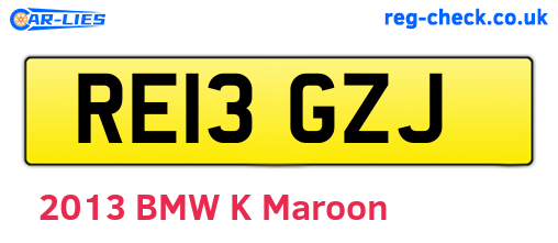 RE13GZJ are the vehicle registration plates.