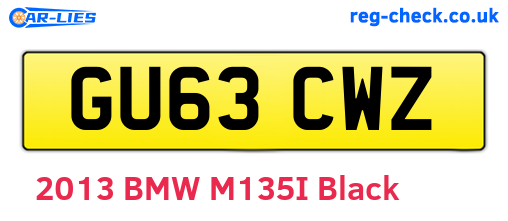 GU63CWZ are the vehicle registration plates.