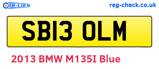 SB13OLM are the vehicle registration plates.