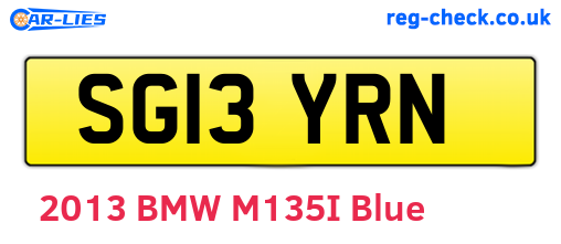 SG13YRN are the vehicle registration plates.