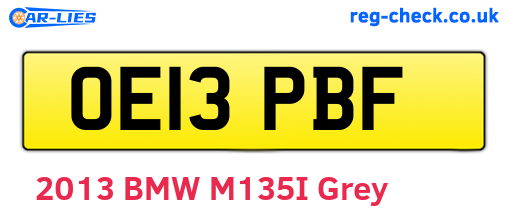 OE13PBF are the vehicle registration plates.