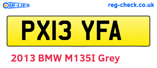 PX13YFA are the vehicle registration plates.