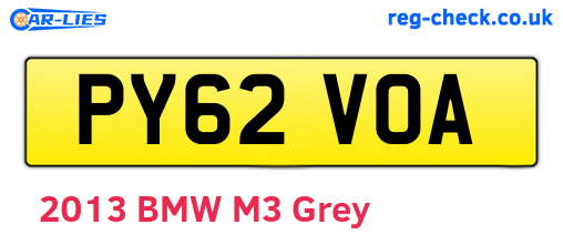 PY62VOA are the vehicle registration plates.