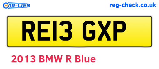 RE13GXP are the vehicle registration plates.