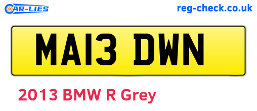MA13DWN are the vehicle registration plates.