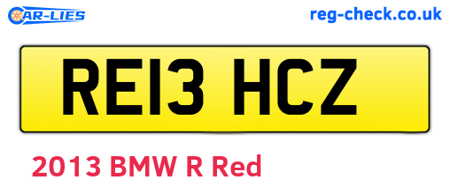 RE13HCZ are the vehicle registration plates.