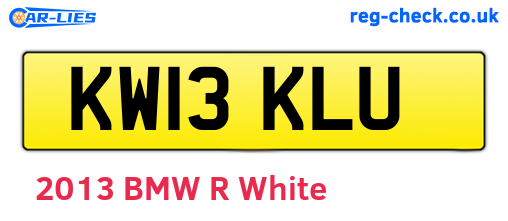 KW13KLU are the vehicle registration plates.