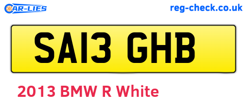 SA13GHB are the vehicle registration plates.