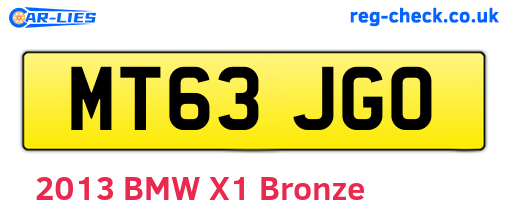 MT63JGO are the vehicle registration plates.