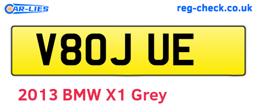 V80JUE are the vehicle registration plates.