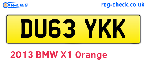 DU63YKK are the vehicle registration plates.
