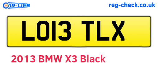 LO13TLX are the vehicle registration plates.
