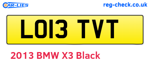 LO13TVT are the vehicle registration plates.