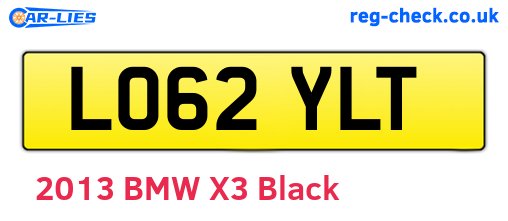 LO62YLT are the vehicle registration plates.