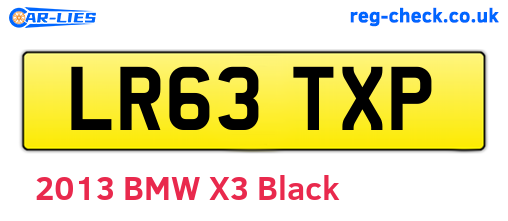 LR63TXP are the vehicle registration plates.