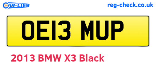OE13MUP are the vehicle registration plates.