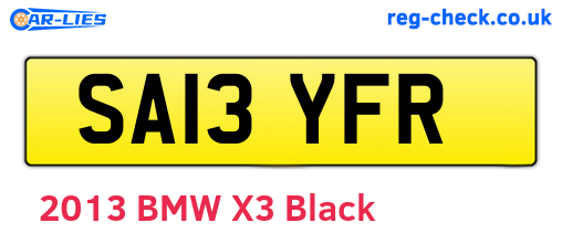 SA13YFR are the vehicle registration plates.