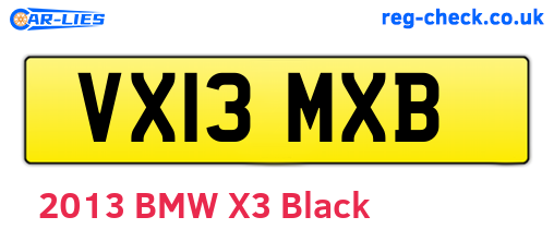 VX13MXB are the vehicle registration plates.