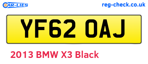 YF62OAJ are the vehicle registration plates.