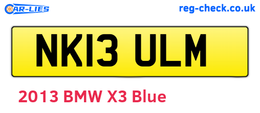 NK13ULM are the vehicle registration plates.