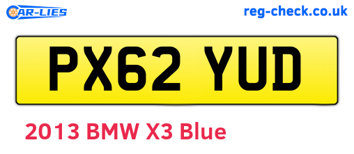 PX62YUD are the vehicle registration plates.