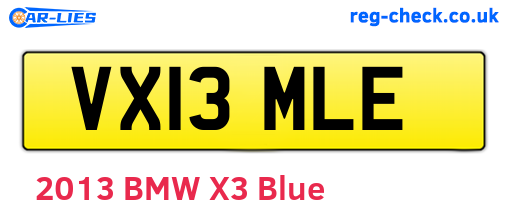 VX13MLE are the vehicle registration plates.