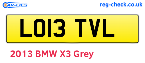 LO13TVL are the vehicle registration plates.
