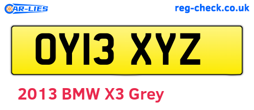 OY13XYZ are the vehicle registration plates.