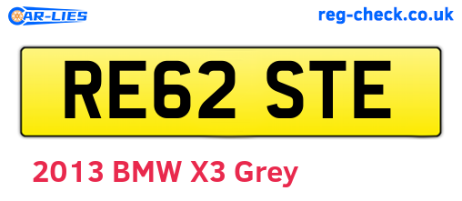 RE62STE are the vehicle registration plates.