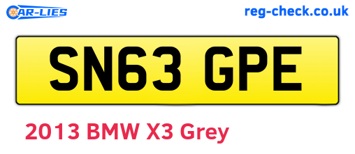 SN63GPE are the vehicle registration plates.