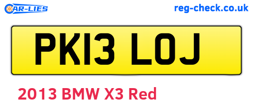 PK13LOJ are the vehicle registration plates.