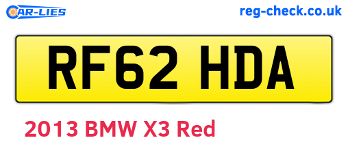 RF62HDA are the vehicle registration plates.