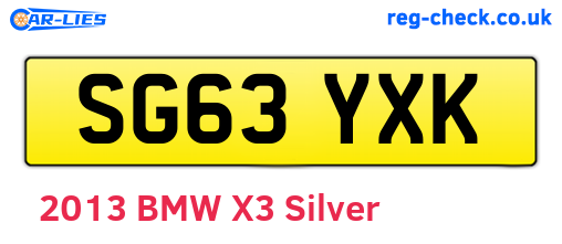 SG63YXK are the vehicle registration plates.
