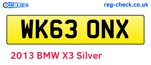 WK63ONX are the vehicle registration plates.